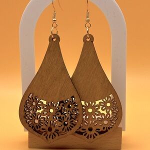 Beautiful carved wooden earrings